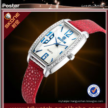 SKONE 9263 Red Slim Strap Cloth Band Promotion Watch